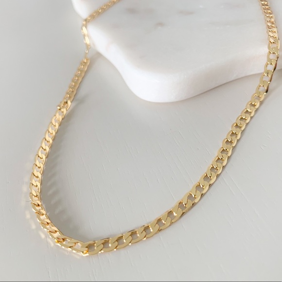 18k Gold Filled Flat Curb Necklace - Picture 2 of 8